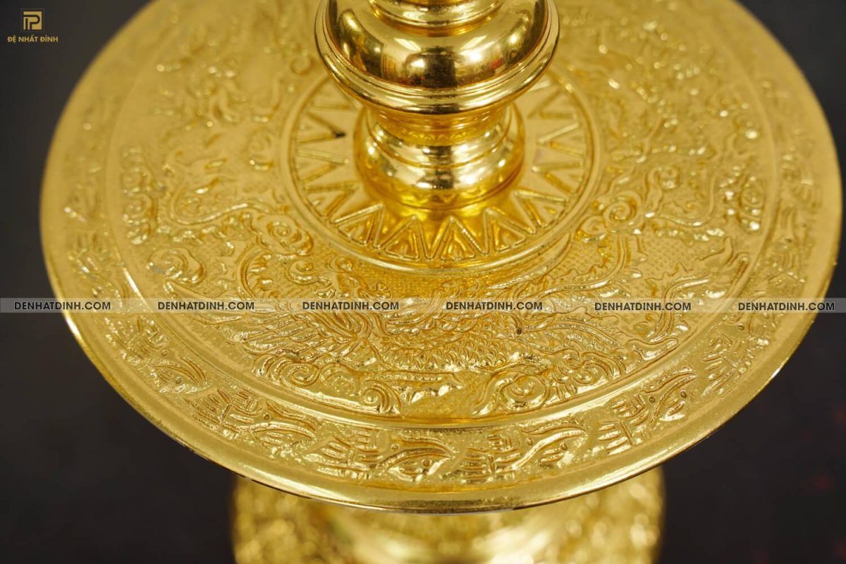 Bộ tam sự nến song long 65 hoa văn dát vàng 24k - Ảnh 13