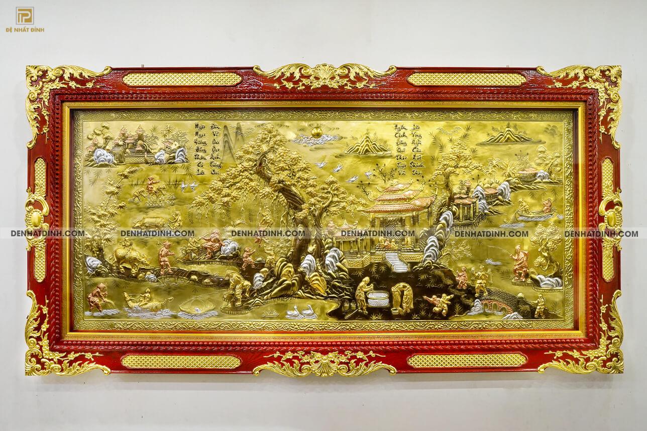 Tranh đồng quê dát vàng dài 2m3 cao 1m2