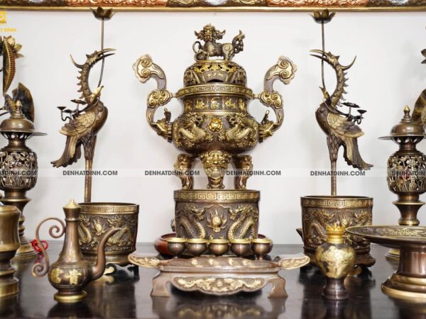 Alternative view of Bộ ngũ sự song long nắp cuốn thư công nghệ (5 chữ) đầy đủ phụ kiện