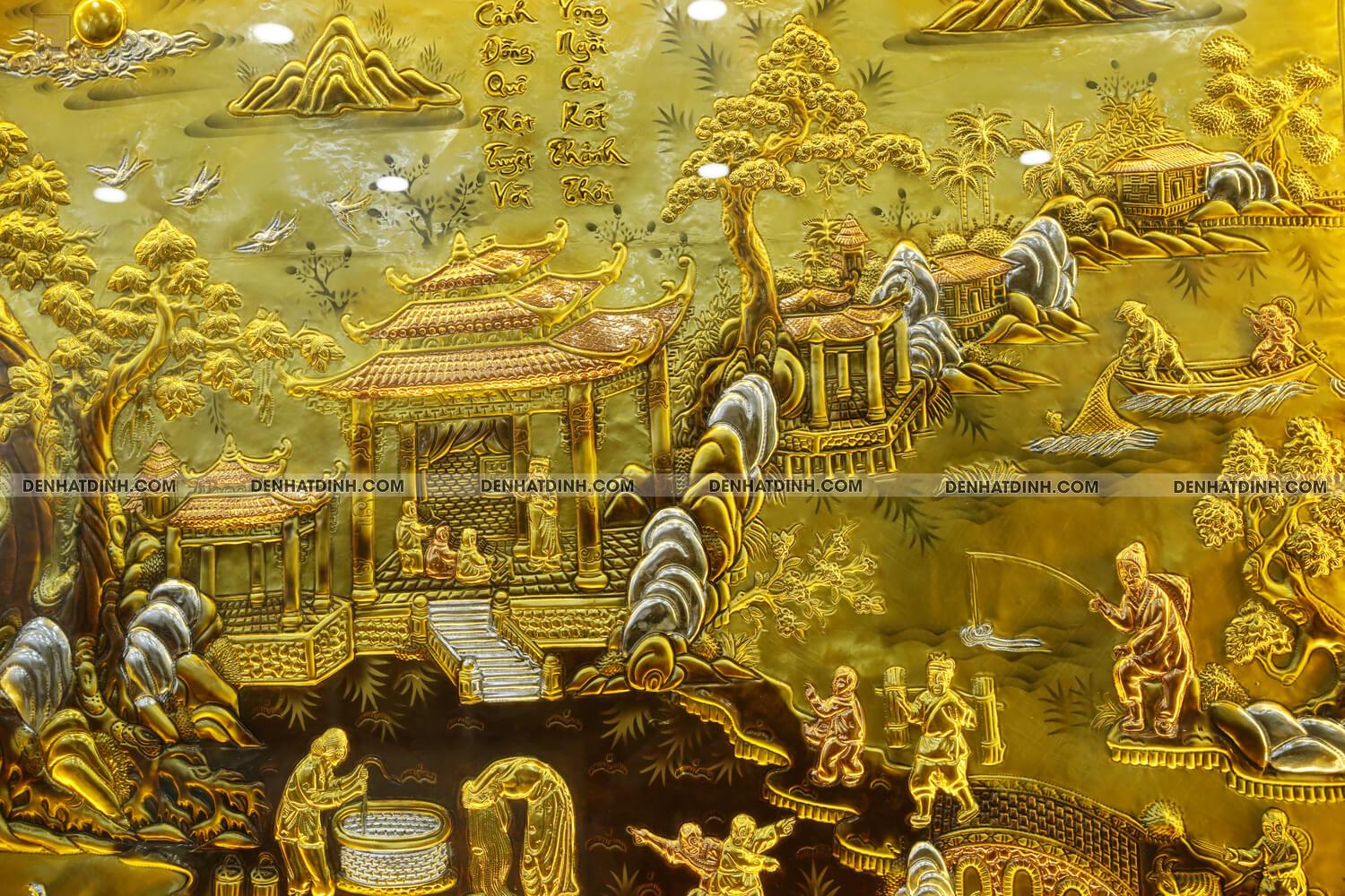 Tranh đồng quê dát vàng dài 2m3 cao 1m2 - Ảnh 7
