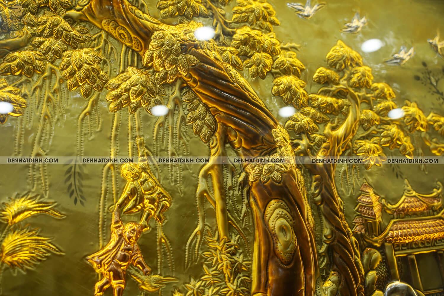 Tranh đồng quê dát vàng dài 2m3 cao 1m2 - Ảnh 6