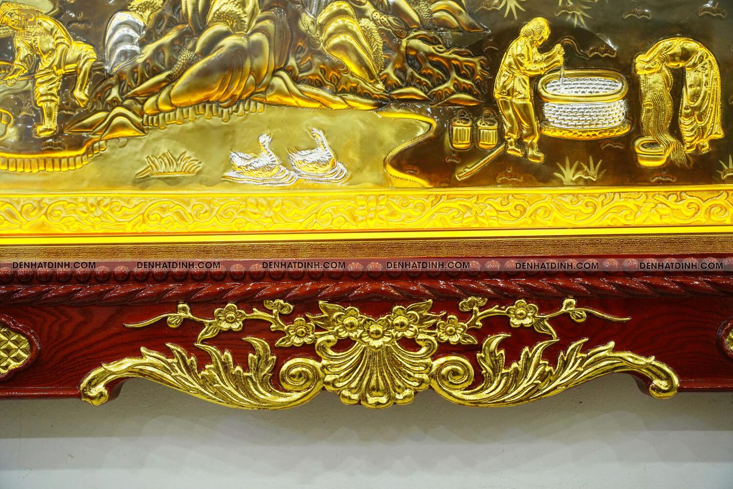 Tranh đồng quê dát vàng dài 2m3 cao 1m2 - Ảnh 11