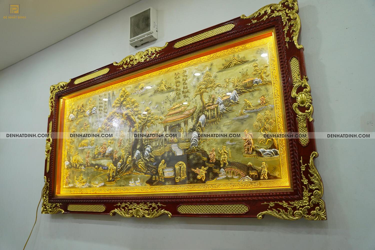 Tranh đồng quê dát vàng dài 2m3 cao 1m2 - Ảnh 2