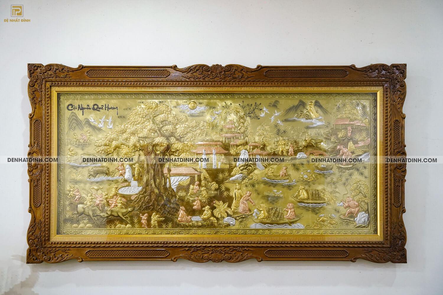 Bức tranh đồng Cội nguồn quê hương 90x1m7 bằng đồng dát vàng, dát bạc, đồng đỏ - Ảnh 6