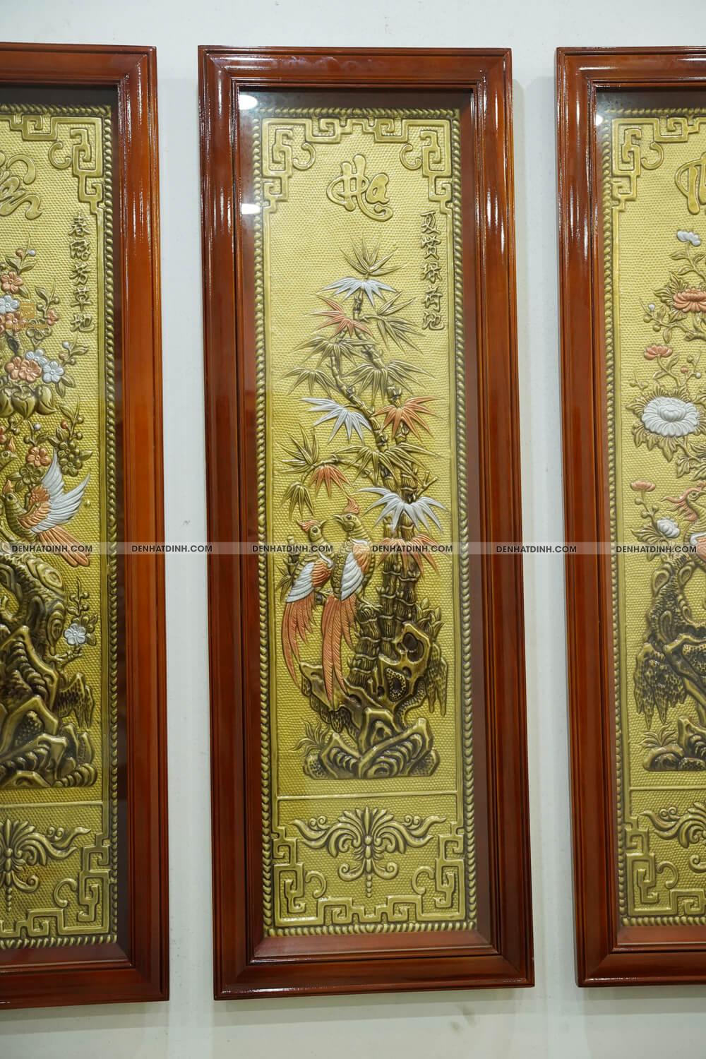 Tranh Tứ Quý Bằng Đồng Tùng Cúc Trúc Mai Cao 120cm x rộng 40cm - Ảnh 13