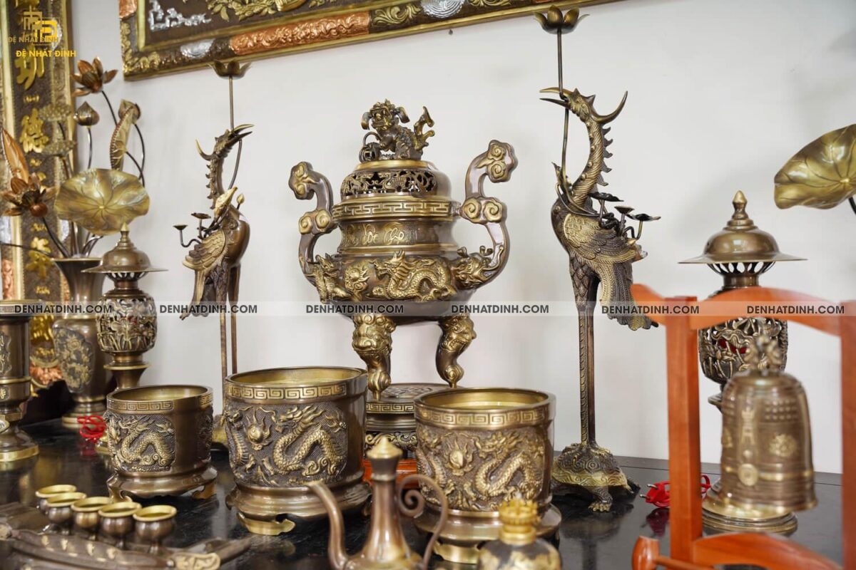 Bộ ngũ sự Song Long cao 65cm 3 chữ Việt đầy đủ phụ kiện - Ảnh 4