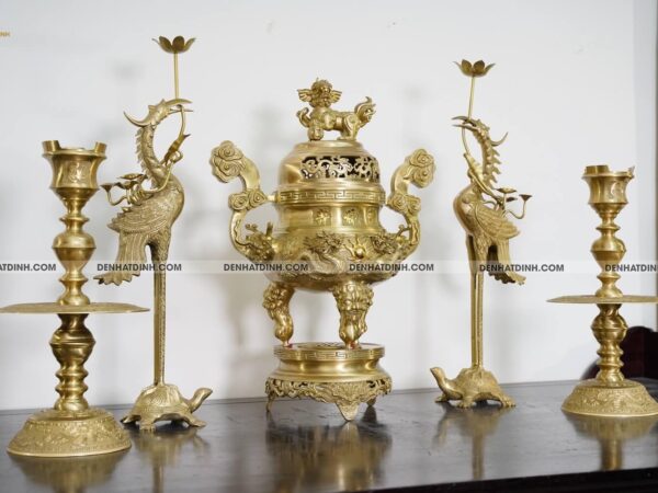 Alternative view of Bộ ngũ sự song long 64 mộc chữ Phúc