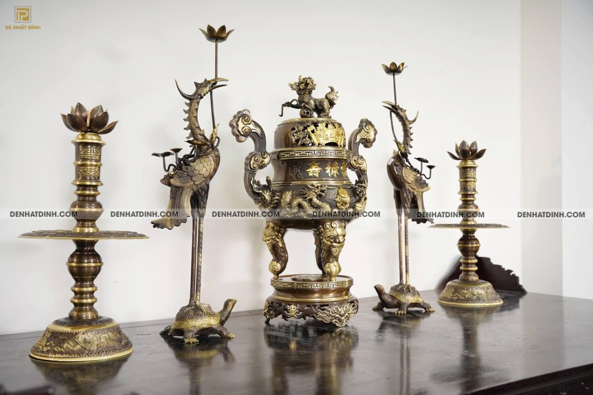 Bộ đồng ngũ sự song long 65 nắp cuốn thư công nghệ 3 chữ Hán - Ảnh 3