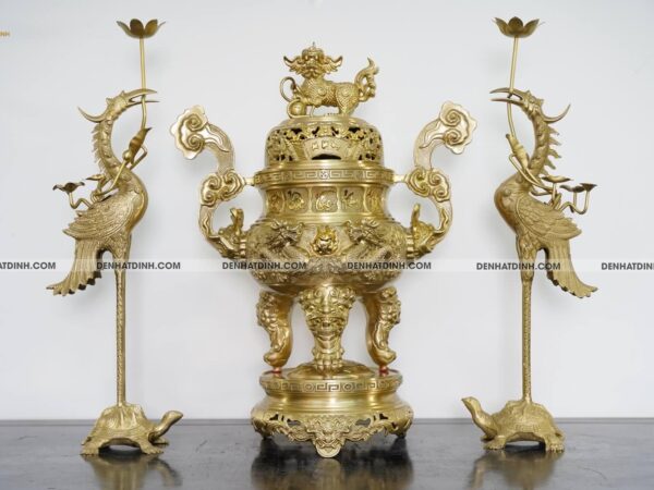Bộ tam sự hạc song long 65 cuốn thư mộc 5 chữ