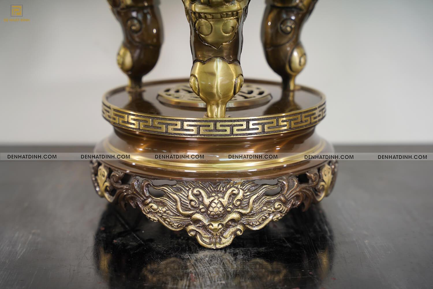 Bộ tam sự Song Long cao 65cm màu hun giả cổ 3 chữ Hán - Ảnh 8