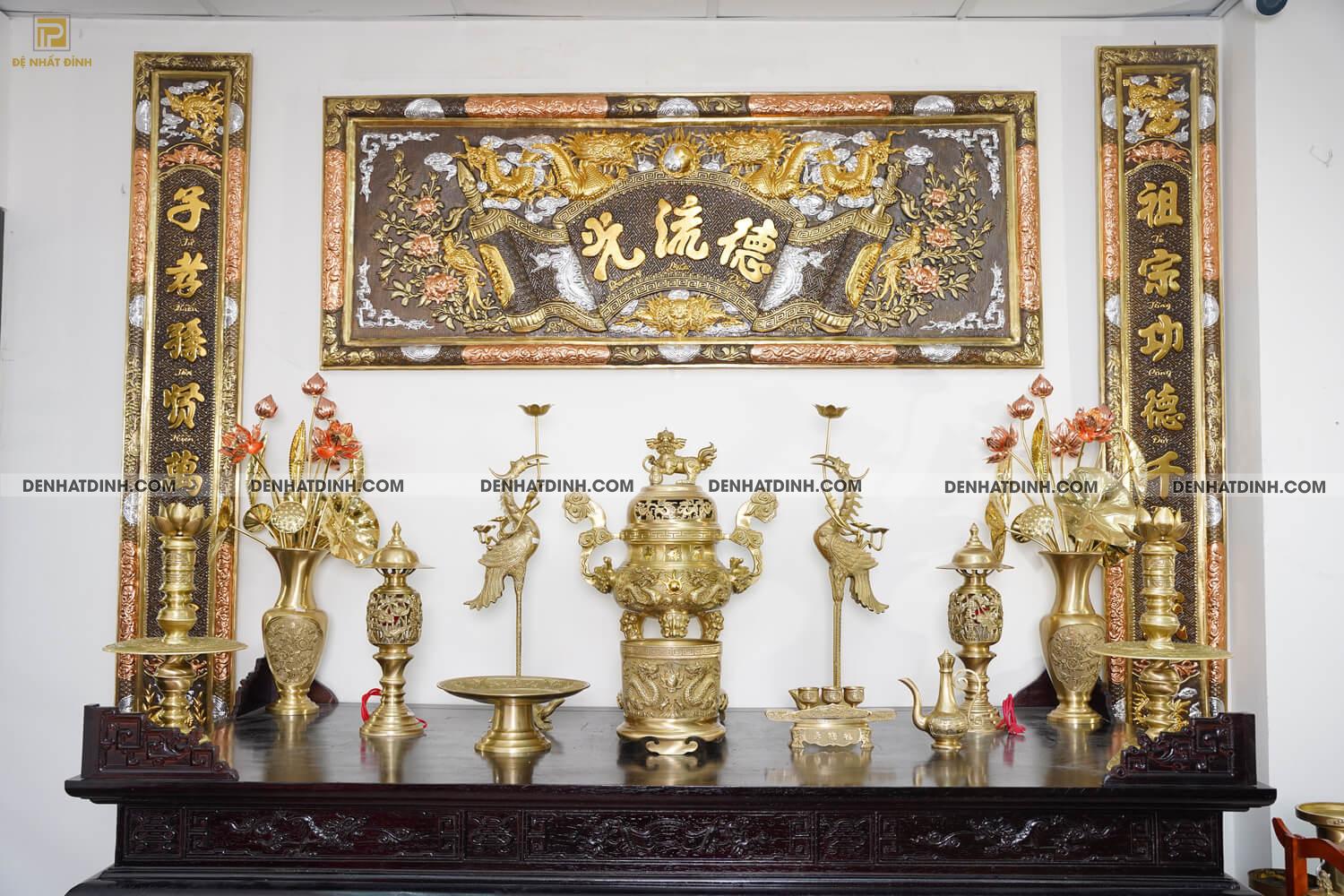 Bộ ngũ sự song long 65 mẫu 3 hoa văn mộc kèm 12 phụ kiện