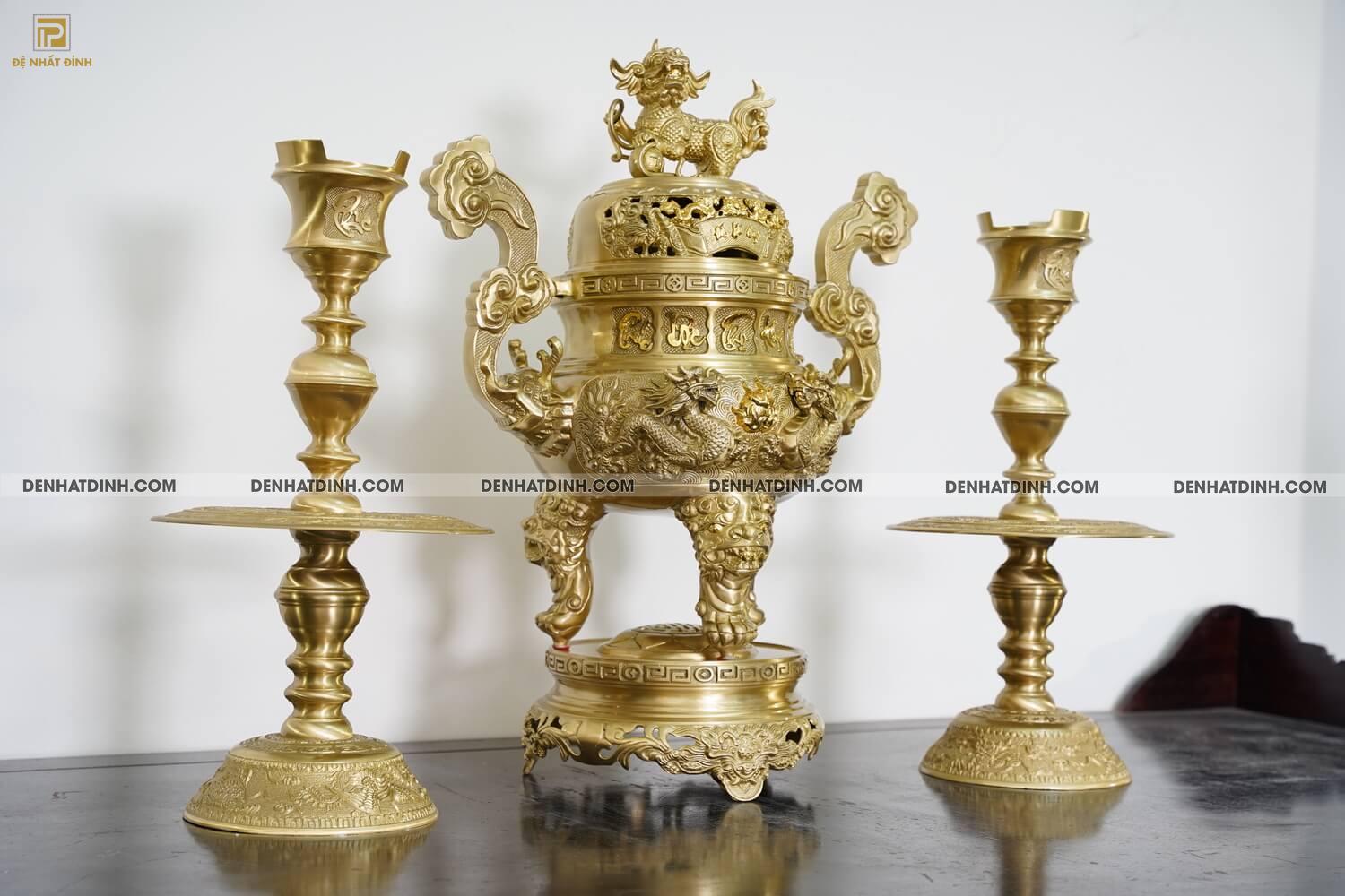 Bộ tam sự nến song long 65 cuốn thư nến chữ Phúc mộc 5 chữ - Ảnh 2