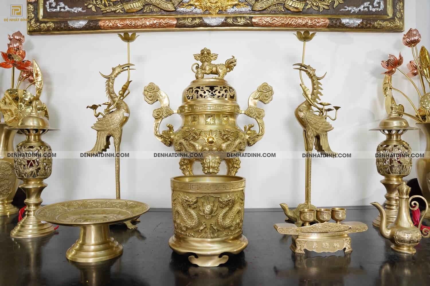 Bộ ngũ sự song long 65 mẫu 3 hoa văn mộc kèm 12 phụ kiện - Ảnh 7