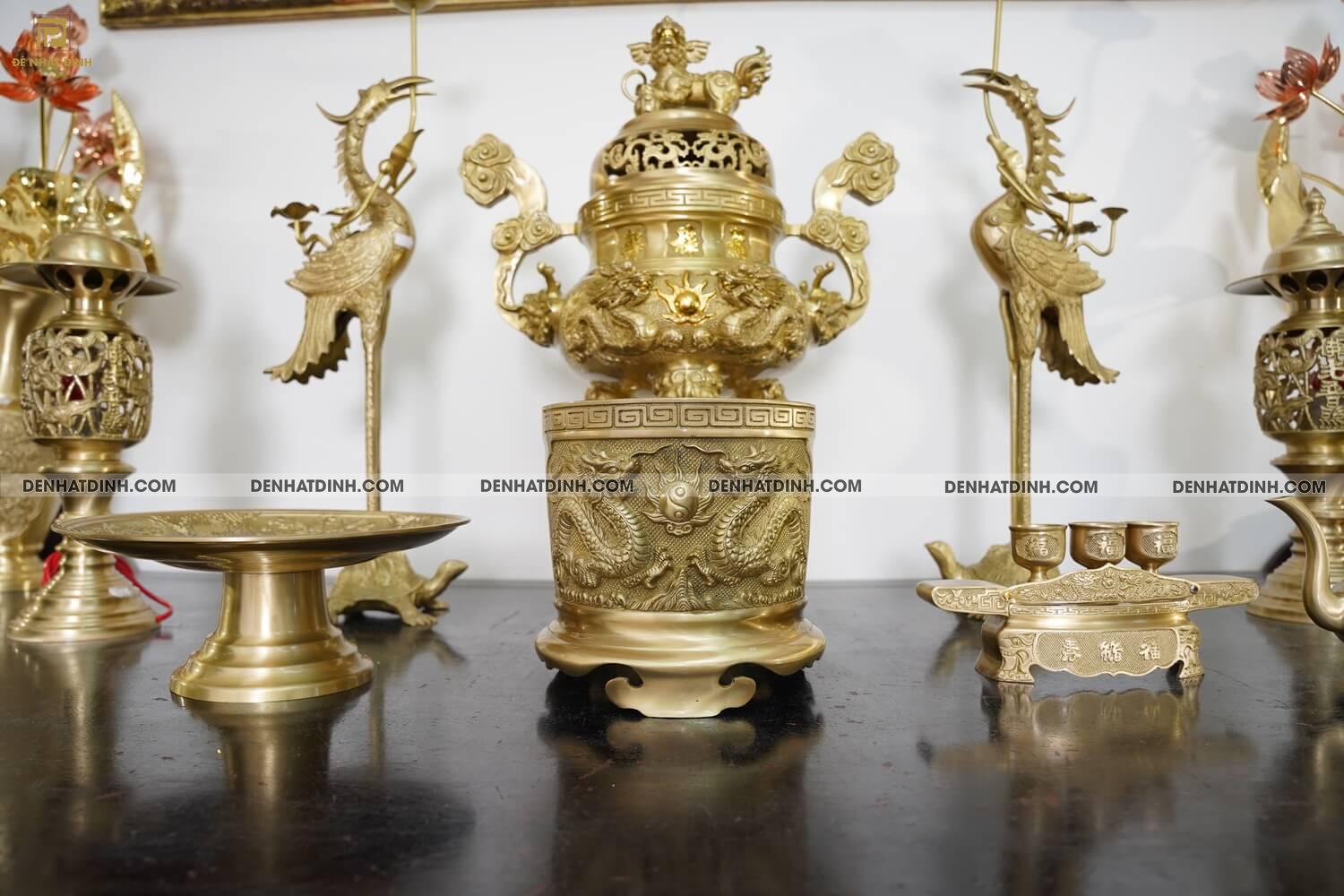Bộ ngũ sự song long 65 mẫu 3 hoa văn mộc kèm 12 phụ kiện - Ảnh 6