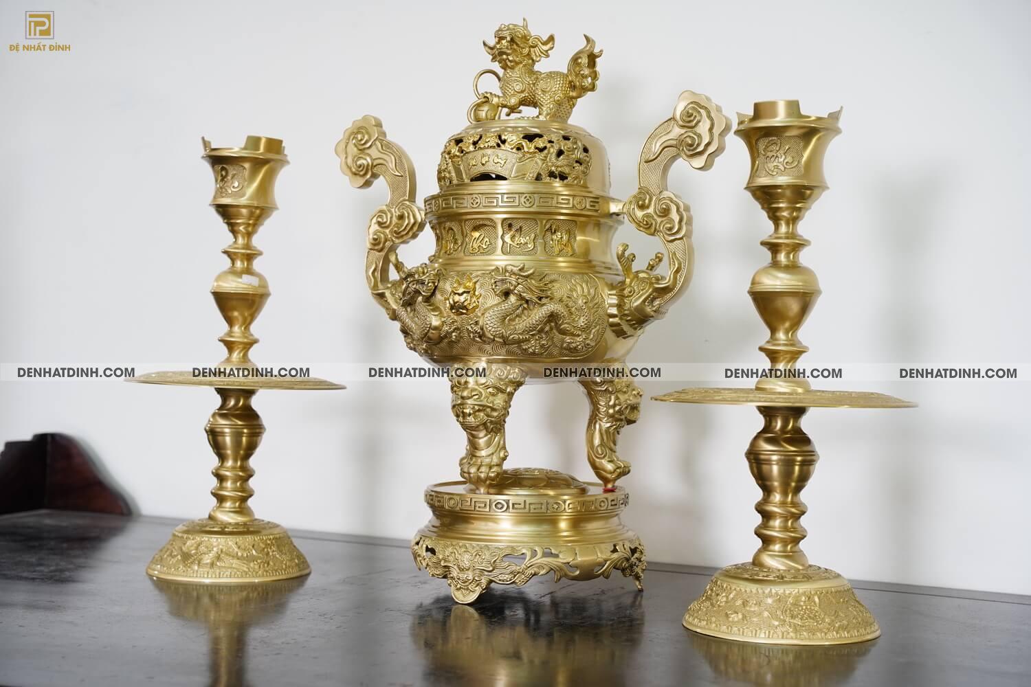 Bộ tam sự nến song long 65 cuốn thư nến chữ Phúc mộc 5 chữ - Ảnh 3