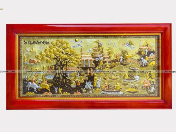 Bức tranh đồng Tranh Cội nguồn quê hương kích thước 120*230cm