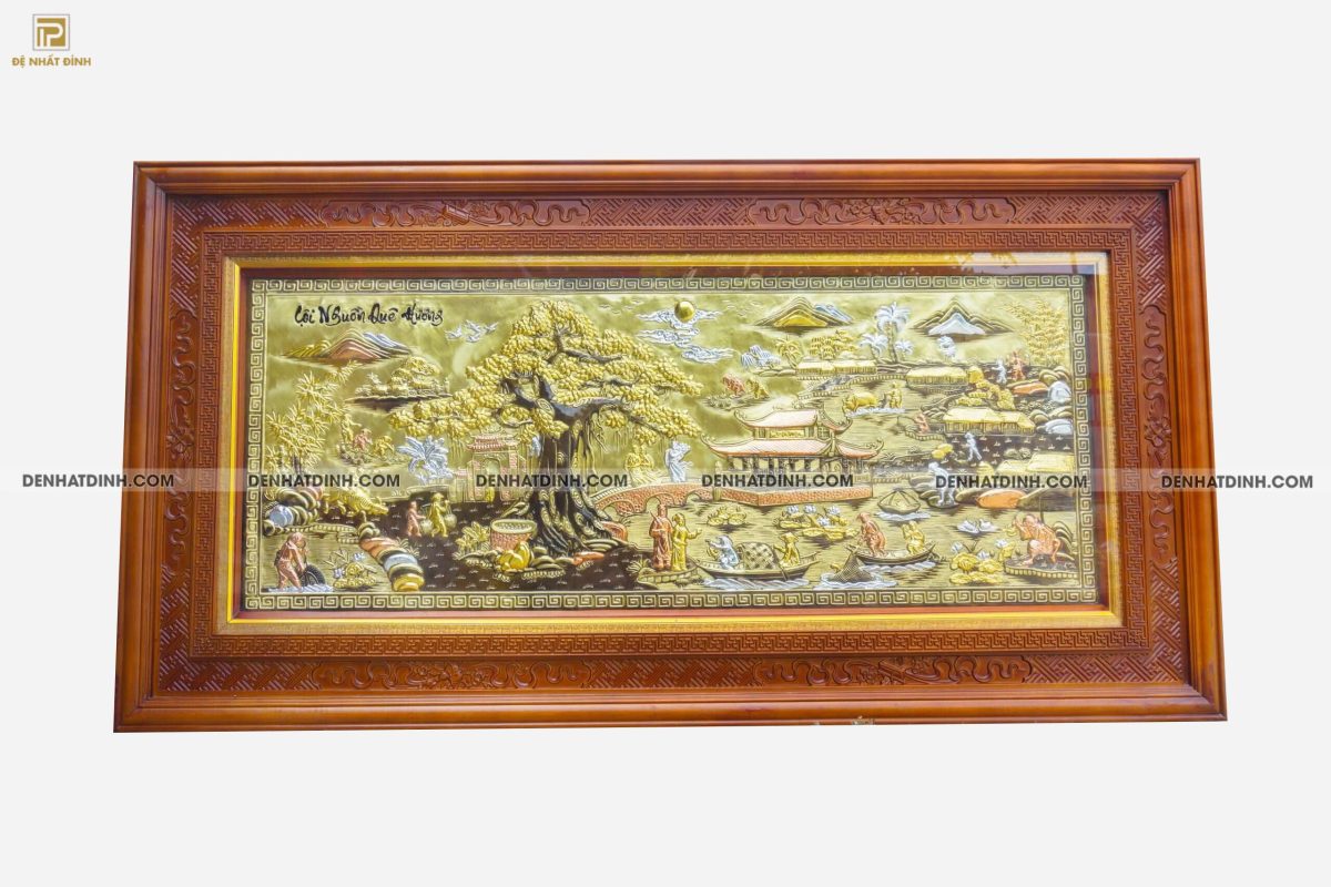 Tranh Cội nguồn quê hương bằng đồng khung bản rộng