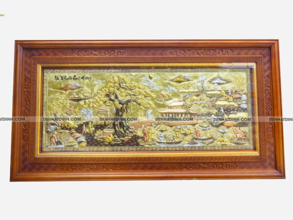 Tranh Cội nguồn quê hương bằng đồng khung bản rộng