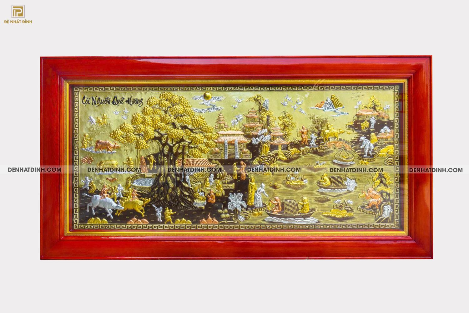 Bức tranh đồng Tranh Cội nguồn quê hương kích thước 120*230cm