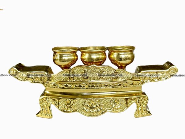 Khay 3 chén dát vàng 24k toàn bộ