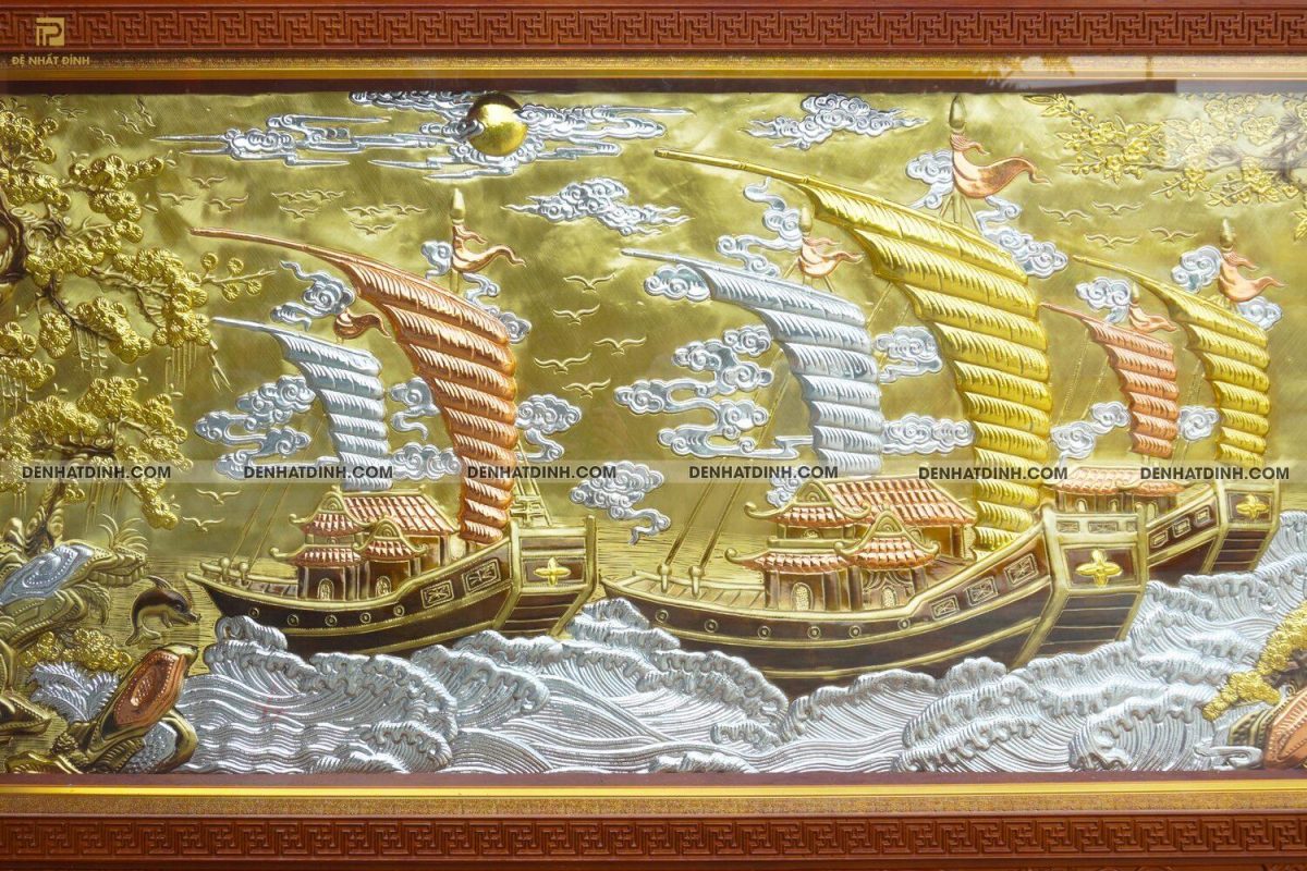 Tranh thuận buồm xuôi gió bằng đồng khung gỗ bản to - Ảnh 6