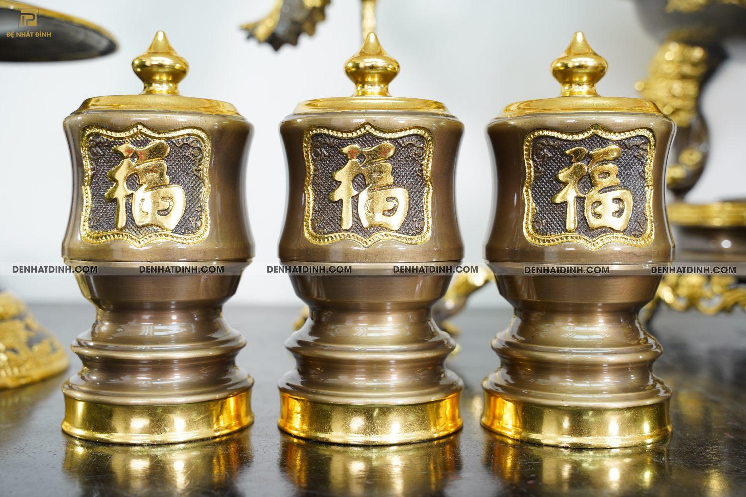 Bộ Ngũ sự Song Long 65 mẫu 3 dát vàng điểm 36kg kèm đài nước, mâm bồng, bát hương - Ảnh 4