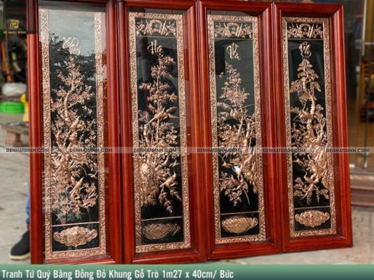 Tranh tứ quý tùng cúc trúc mai bằng đồng tượng trưng cho 4 mùa