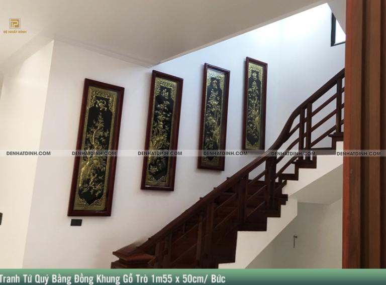 Tranh tứ quý bằng đồng treo nhiều phòng khách