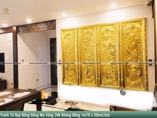 Tranh tứ quý bằng đồng được nhiều gia đình treo phòng khách