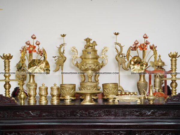 Bộ đỉnh đồng Ngũ Sự Song Long 65 Nắp Thọ đầy đủ phụ kiện