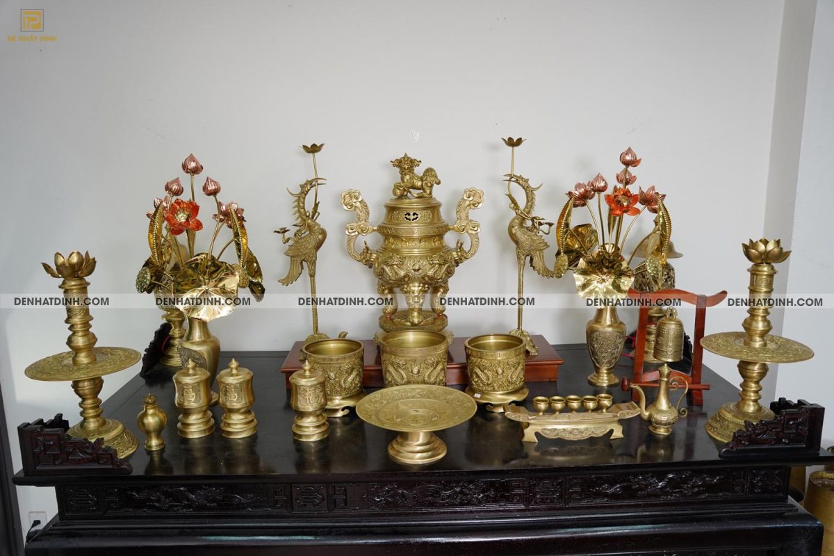 Bộ đỉnh đồng Ngũ Sự Song Long 65 Nắp Thọ đầy đủ phụ kiện - Ảnh 5