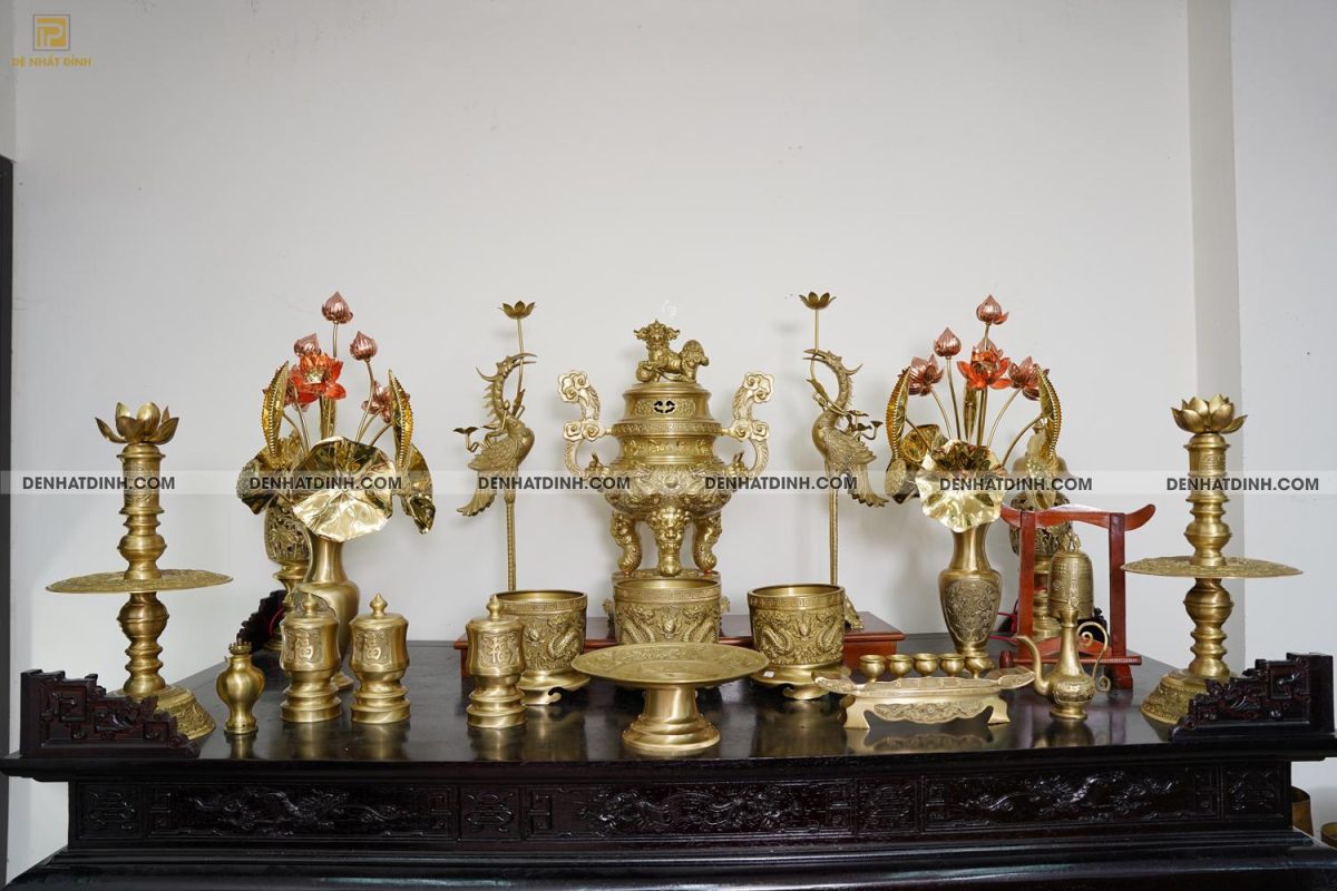 Bộ đỉnh đồng Ngũ Sự Song Long 65 Nắp Thọ đầy đủ phụ kiện - Ảnh 4