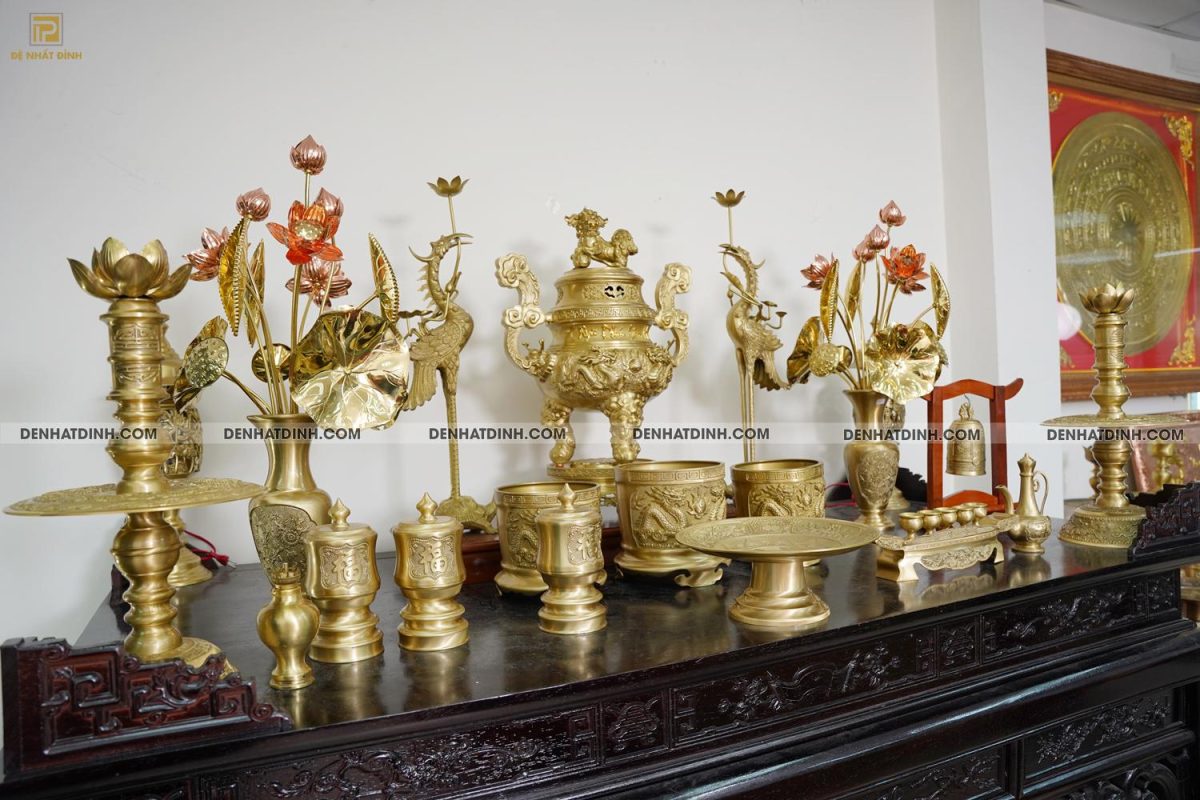 Bộ đỉnh đồng Ngũ Sự Song Long 65 Nắp Thọ đầy đủ phụ kiện - Ảnh 3