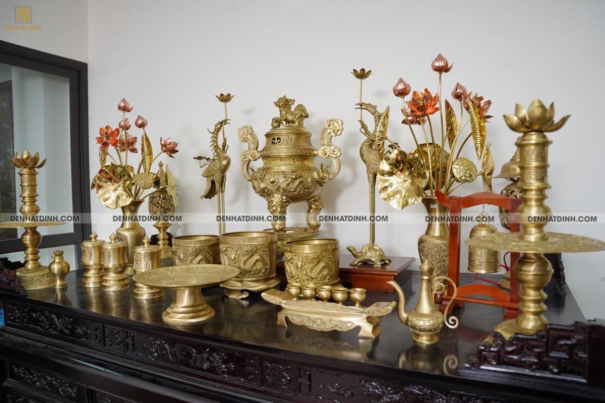 Bộ đỉnh đồng Ngũ Sự Song Long 65 Nắp Thọ đầy đủ phụ kiện - Ảnh 2