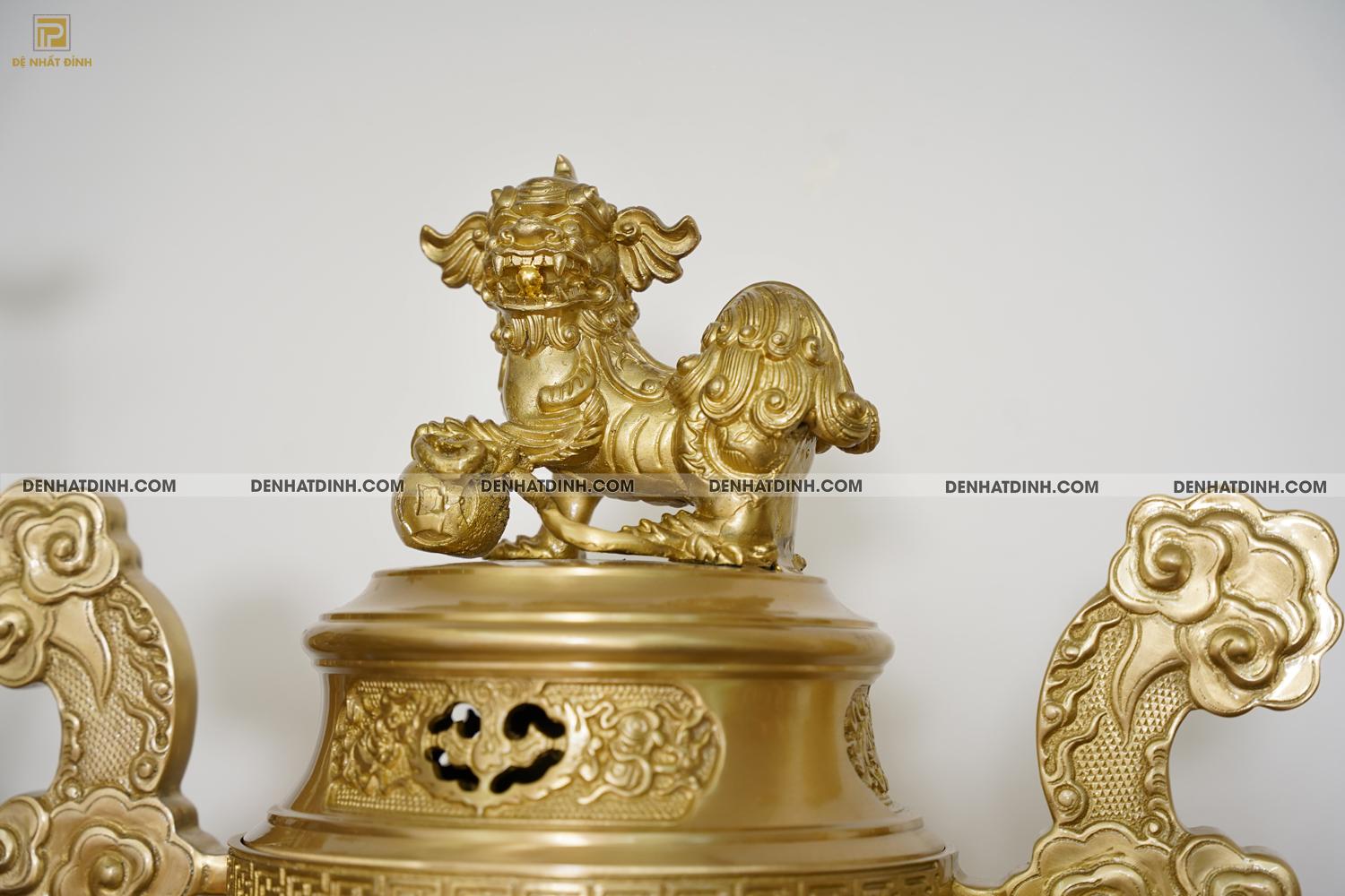 Bộ đỉnh đồng ngũ sự Song Long 65 Nắp Thọ cùng 10 phụ kiện ban thờ - Ảnh 17