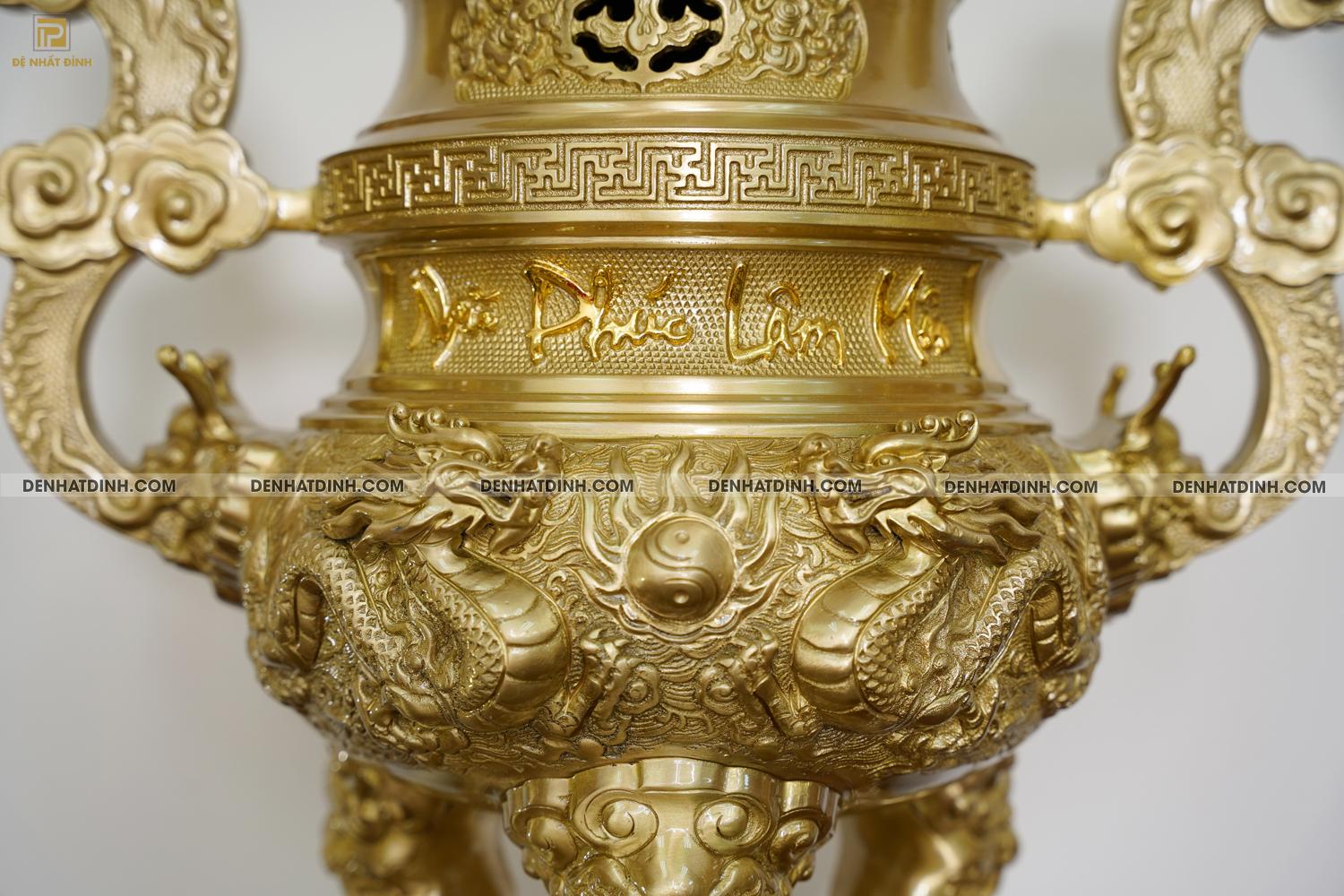 Bộ đỉnh đồng ngũ sự Song Long 65 Nắp Thọ cùng 10 phụ kiện ban thờ - Ảnh 16