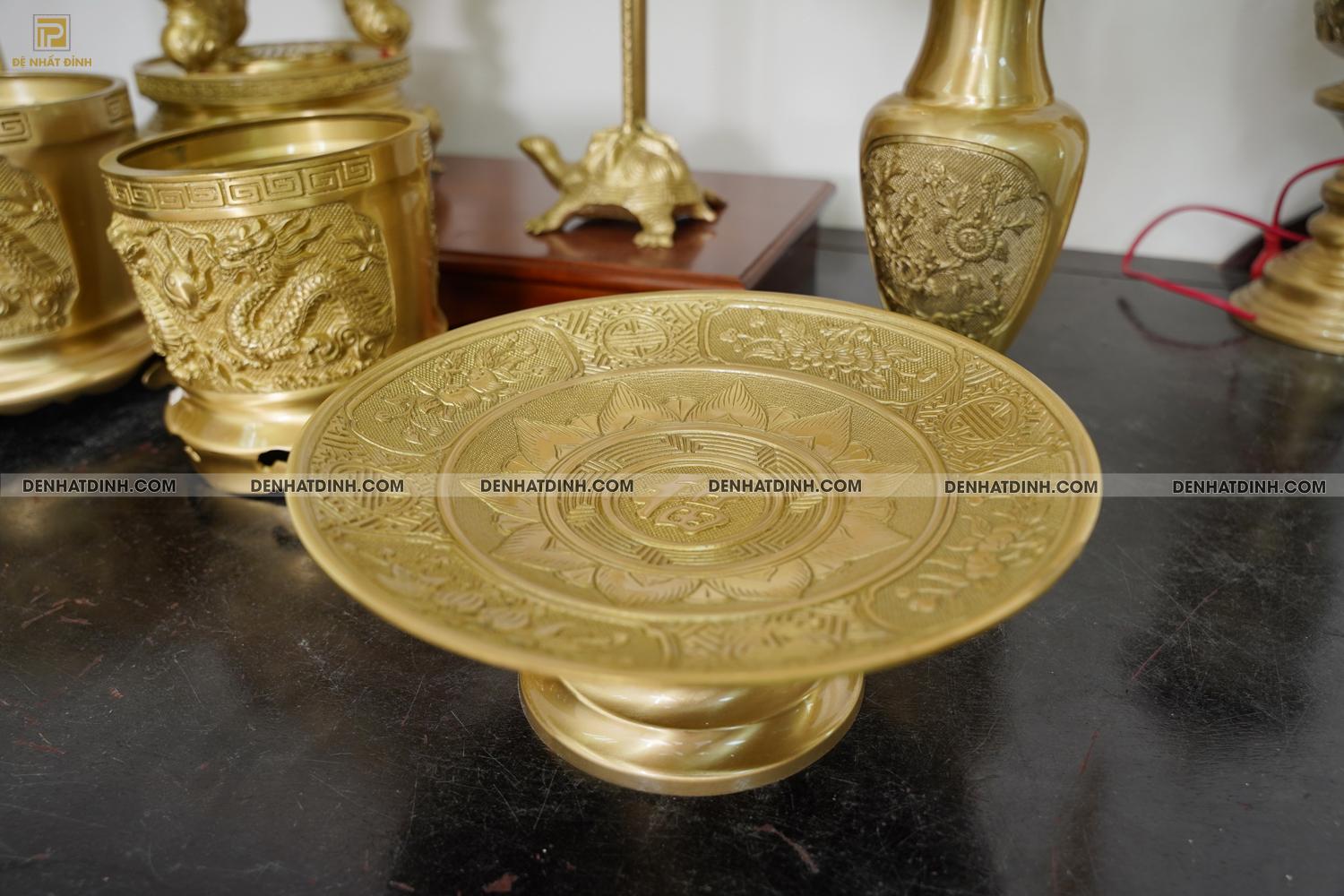 Bộ đỉnh đồng ngũ sự Song Long 65 Nắp Thọ cùng 10 phụ kiện ban thờ - Ảnh 9