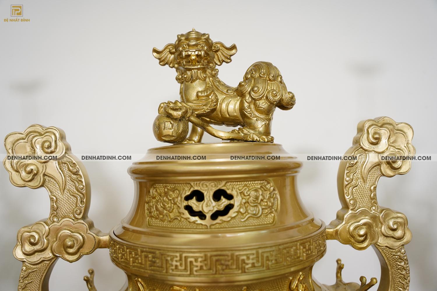 Bộ đỉnh đồng ngũ sự Song Long 65 Nắp Thọ cùng 10 phụ kiện ban thờ - Ảnh 6