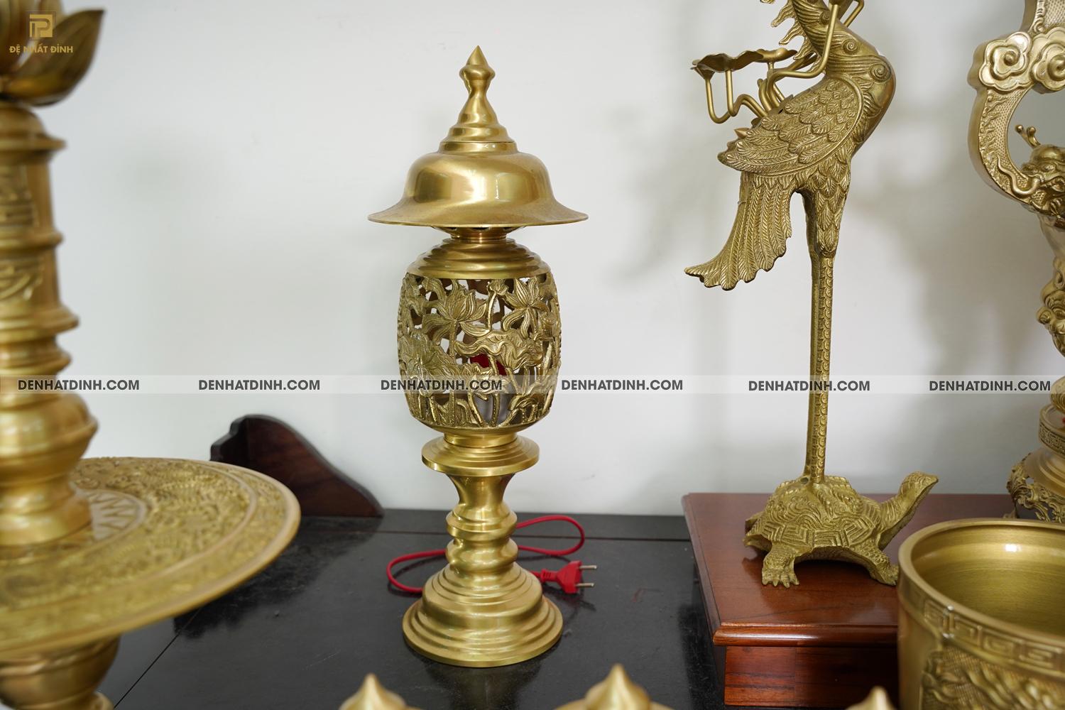 Bộ đỉnh đồng Ngũ Sự Song Long 65 Nắp Thọ cùng 4 đồ thờ - Ảnh 7