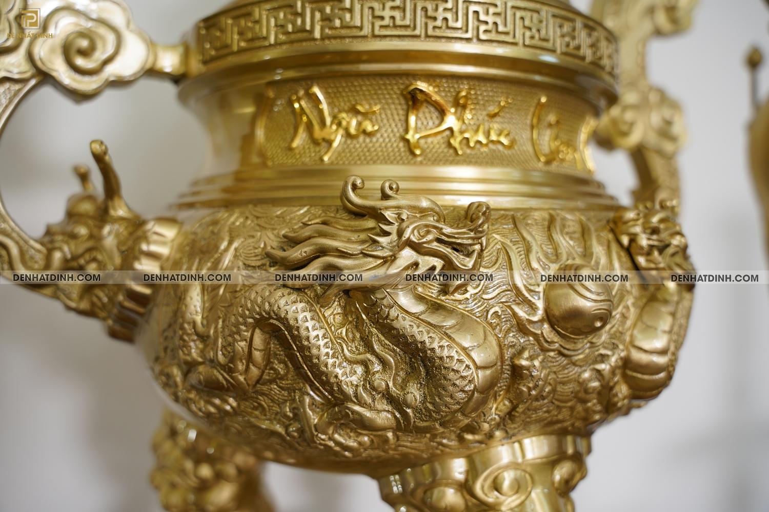 Bộ đỉnh đồng Ngũ Sự Song Long cao 65cm Nắp Thọ màu nguyên bản - Ảnh 16