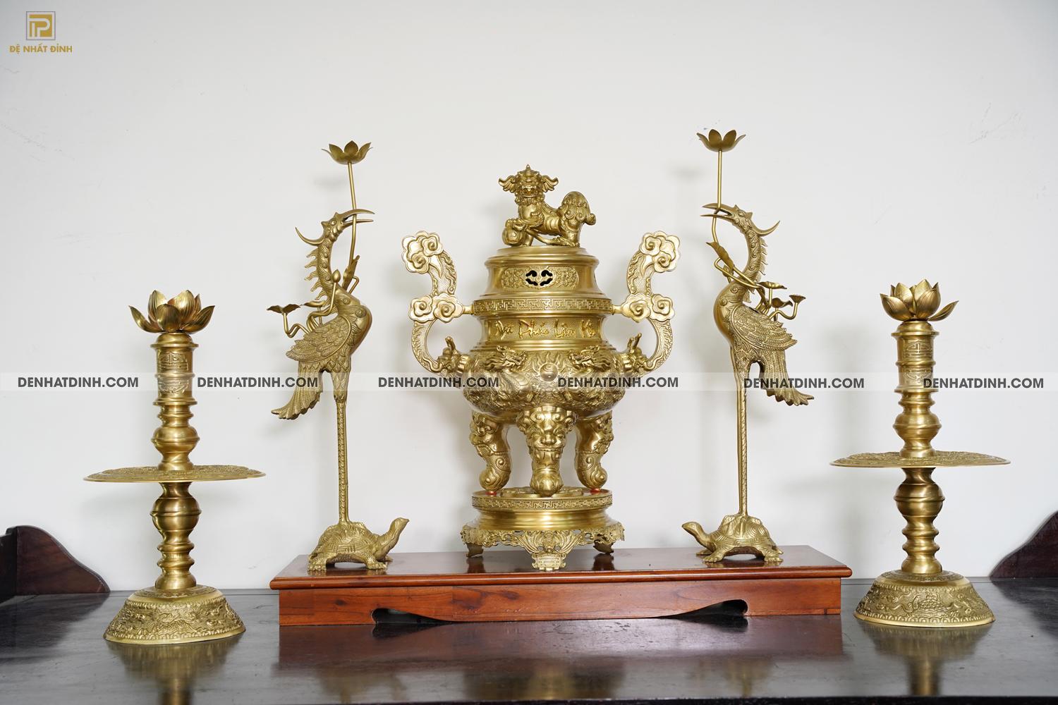 Bộ đỉnh đồng Ngũ Sự Song Long cao 65cm Nắp Thọ màu nguyên bản - Ảnh 4