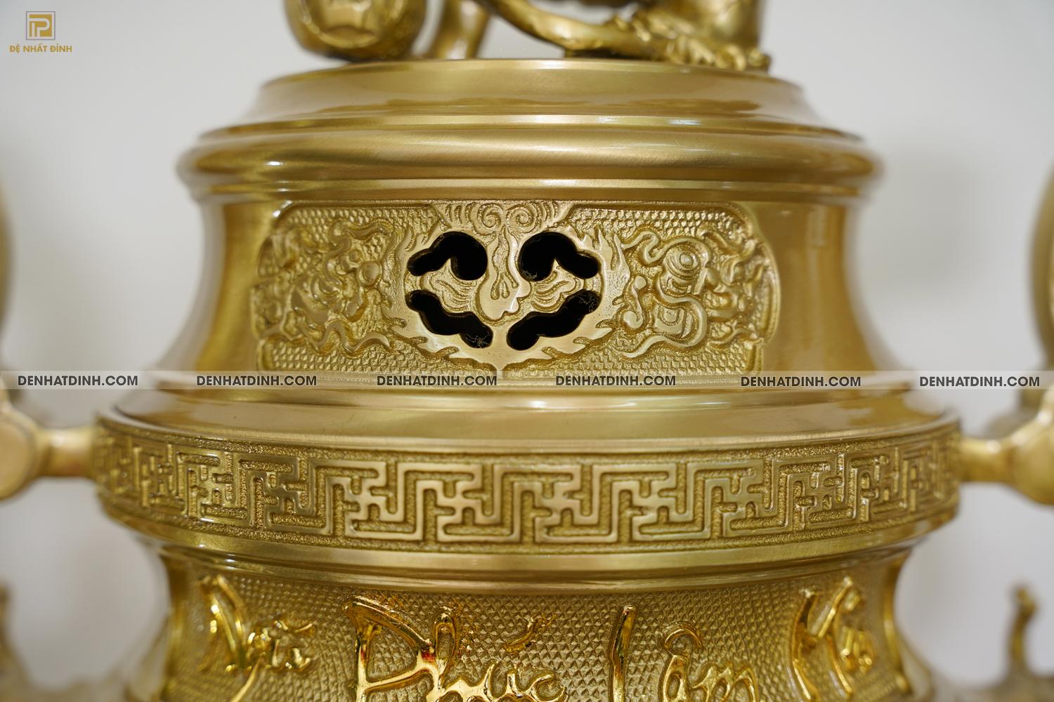 Bộ đỉnh đồng Ngũ Sự Song Long cao 65cm Nắp Thọ màu nguyên bản - Ảnh 6