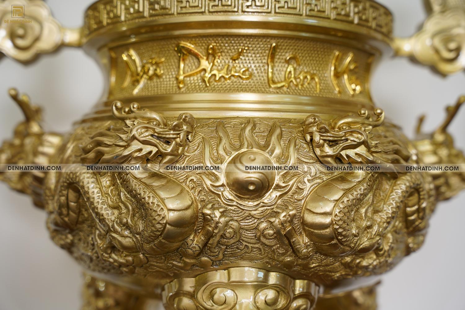 Bộ đỉnh đồng Ngũ Sự Song Long cao 65cm Nắp Thọ màu nguyên bản - Ảnh 15