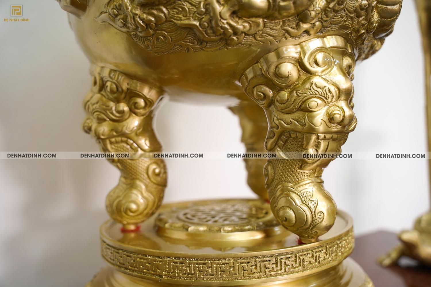 Đỉnh đồng Song Long 65 Nắp Thọ Màu Mộc - Ảnh 6