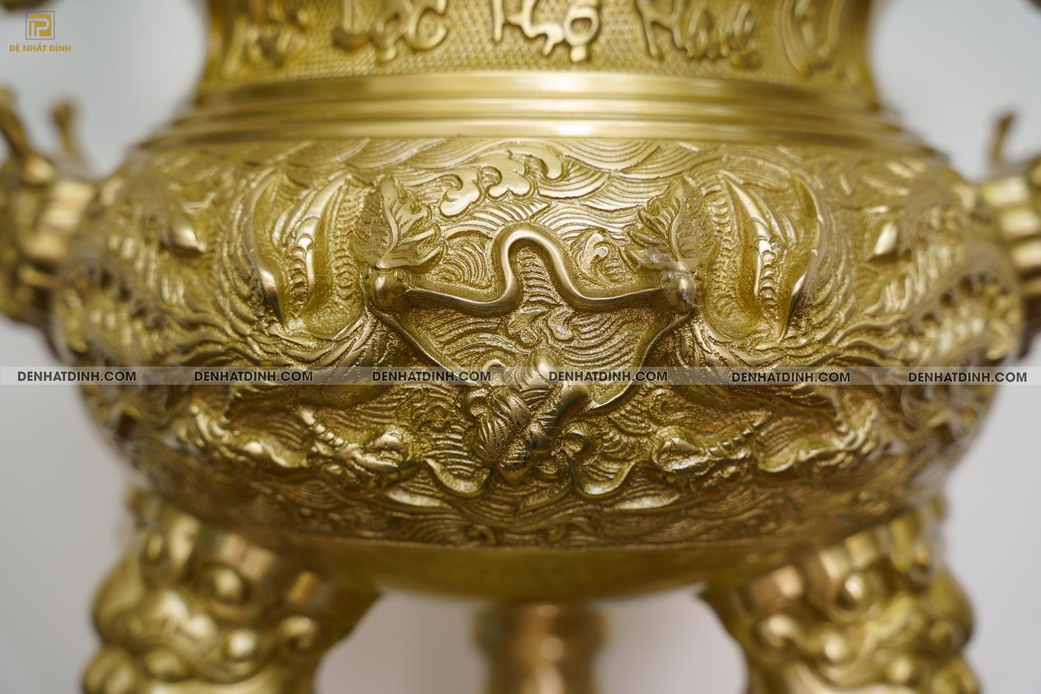 Đỉnh đồng Song Long 65 Nắp Thọ Màu Mộc - Ảnh 8