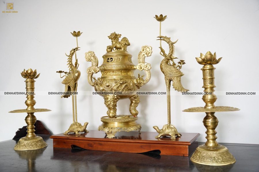 Bộ Ngũ Sự Song Long 65 cm Ngũ Phúc Lâm Môn - Màu Nguyên Chất - Hình ảnh 2