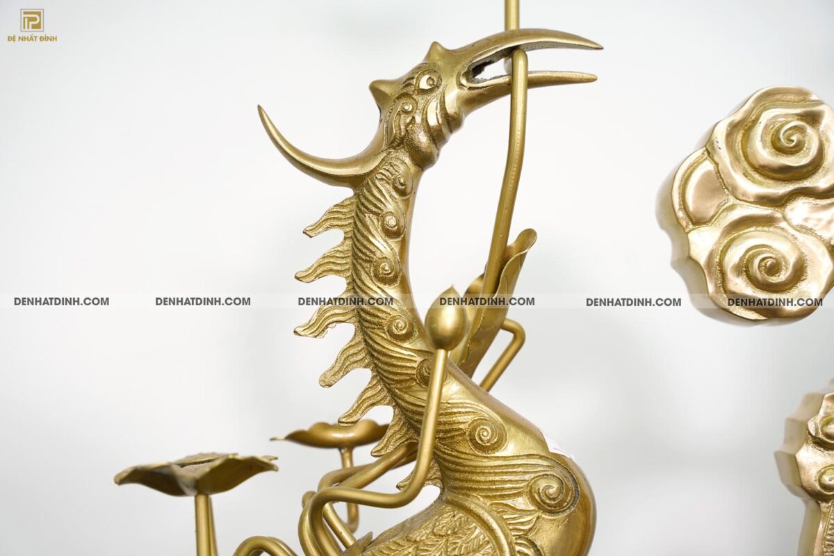 Bộ đỉnh đồng ngũ sự Song Long Tứ Linh Phụng Gia Tiên 65cm - Màu đồng Catut - Ảnh 11