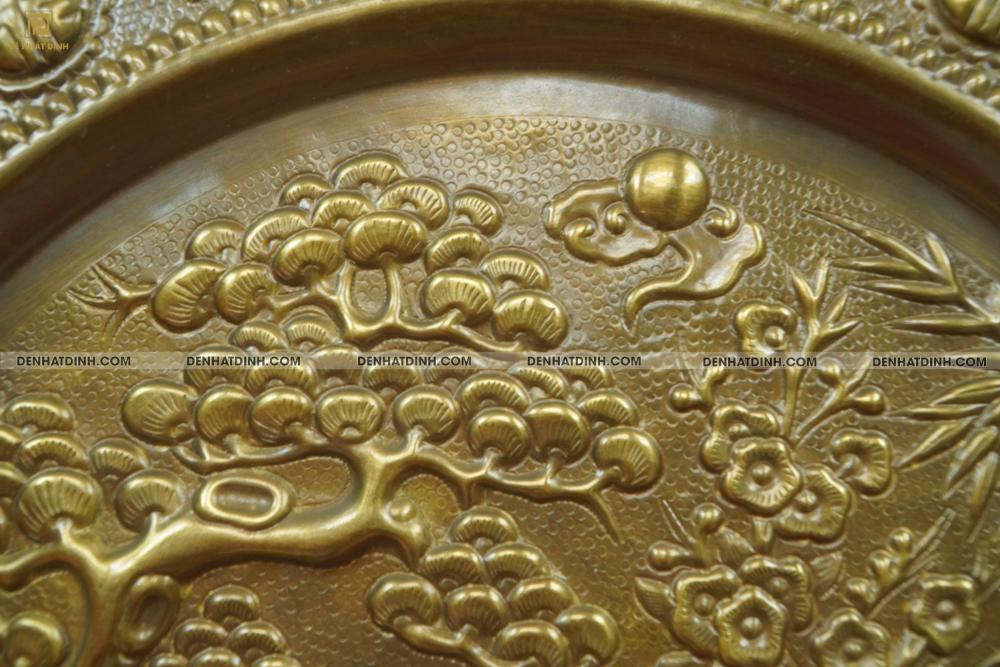 Mâm đồng tùng hạc 52cm màu cổ - Ảnh 4