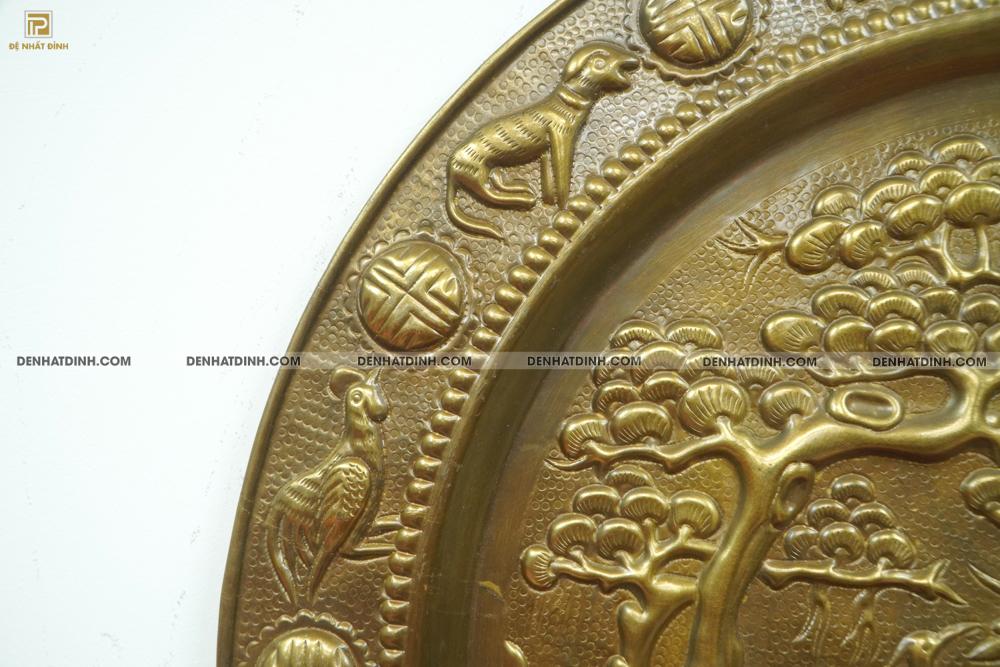 Mâm đồng tùng hạc 52cm màu cổ - Ảnh 5