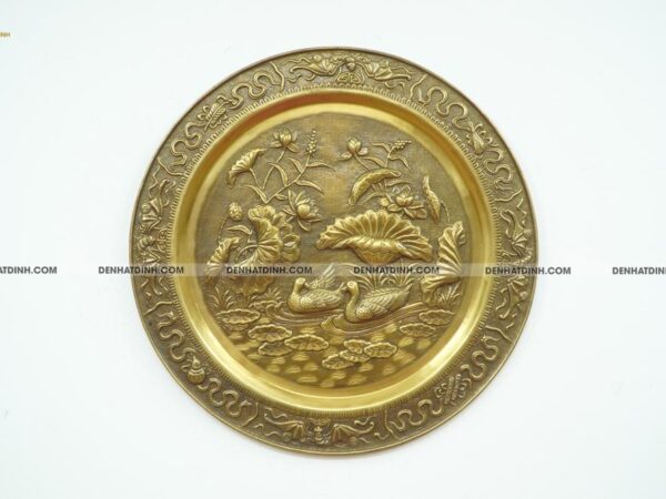 Mâm tranh đồng thiên nga 52cm